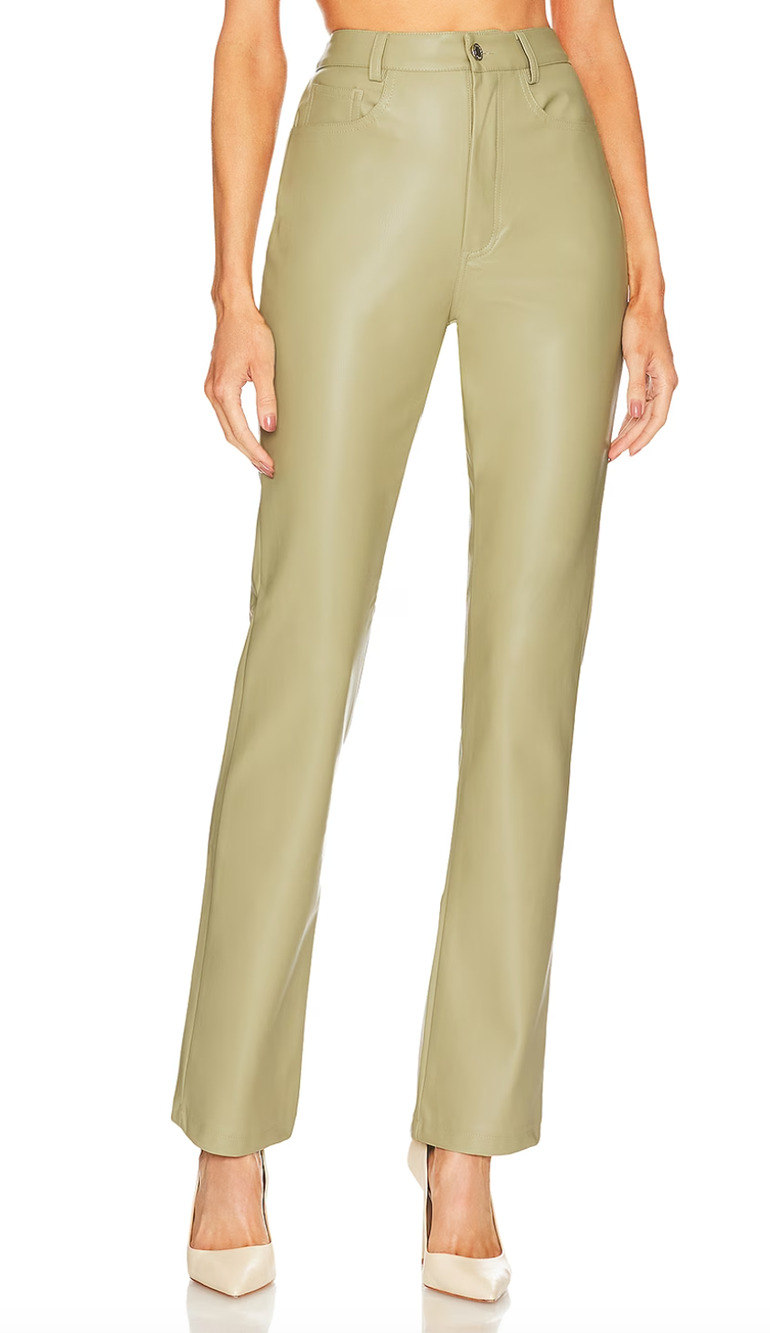 WeWoreWhat Beige Faux Leather Pants Size 31 Bootcut 5 Pocket Career $128 NEW